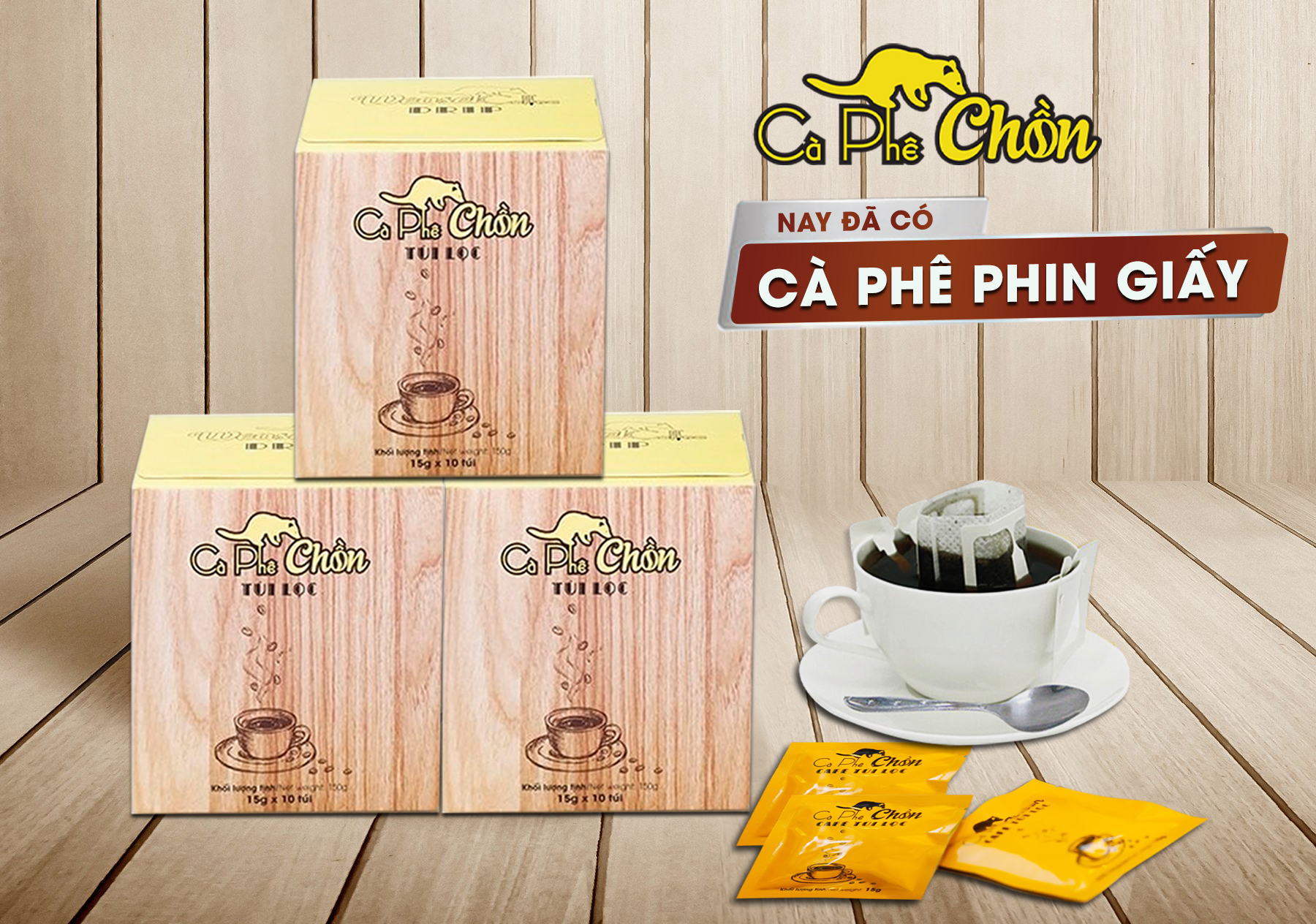 Combo: cà phê chồn phin giấy - bột kem pha cà phê