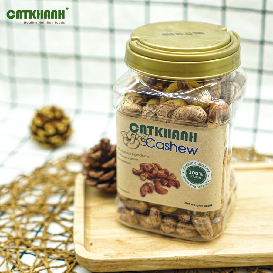 Hạt điều rang muối vỏ lụa Cát Khánh hủ 180gr