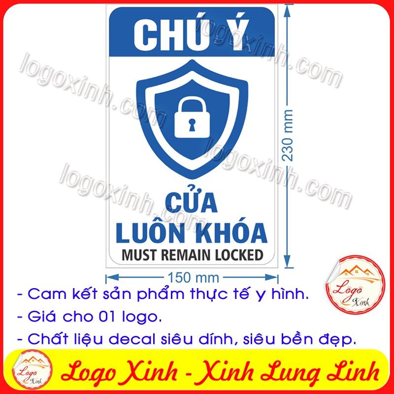 LOGO TEM STICKER CỬA LUÔN KHÓA - KEEP DOOR ALWAYS LOCKED