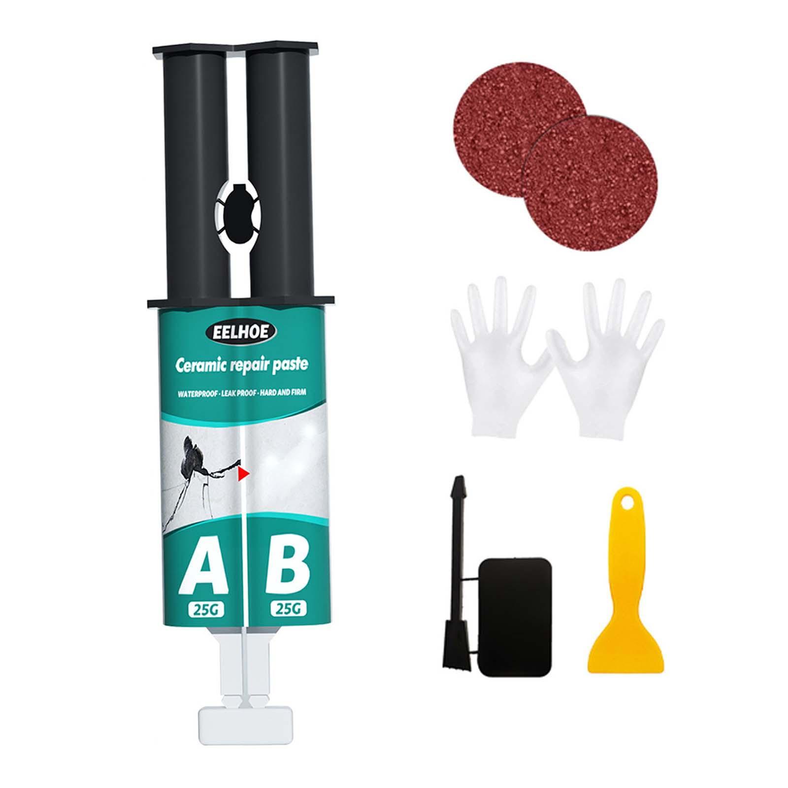 Tile Repair Agent Drywall Patch Repair Set Easy to Fill Quick Drying 50G Ab Glue Set Ceramic Crack Repairing Agent for Bathroom Crack Repair