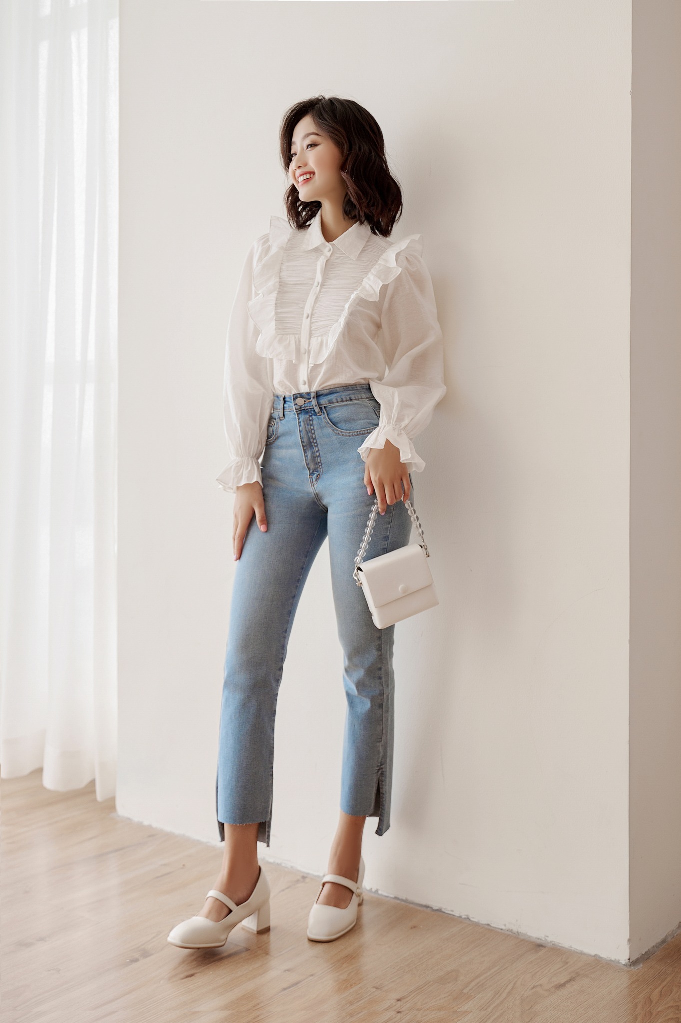 OLV - Quần Slit Hem Jeans In Blue