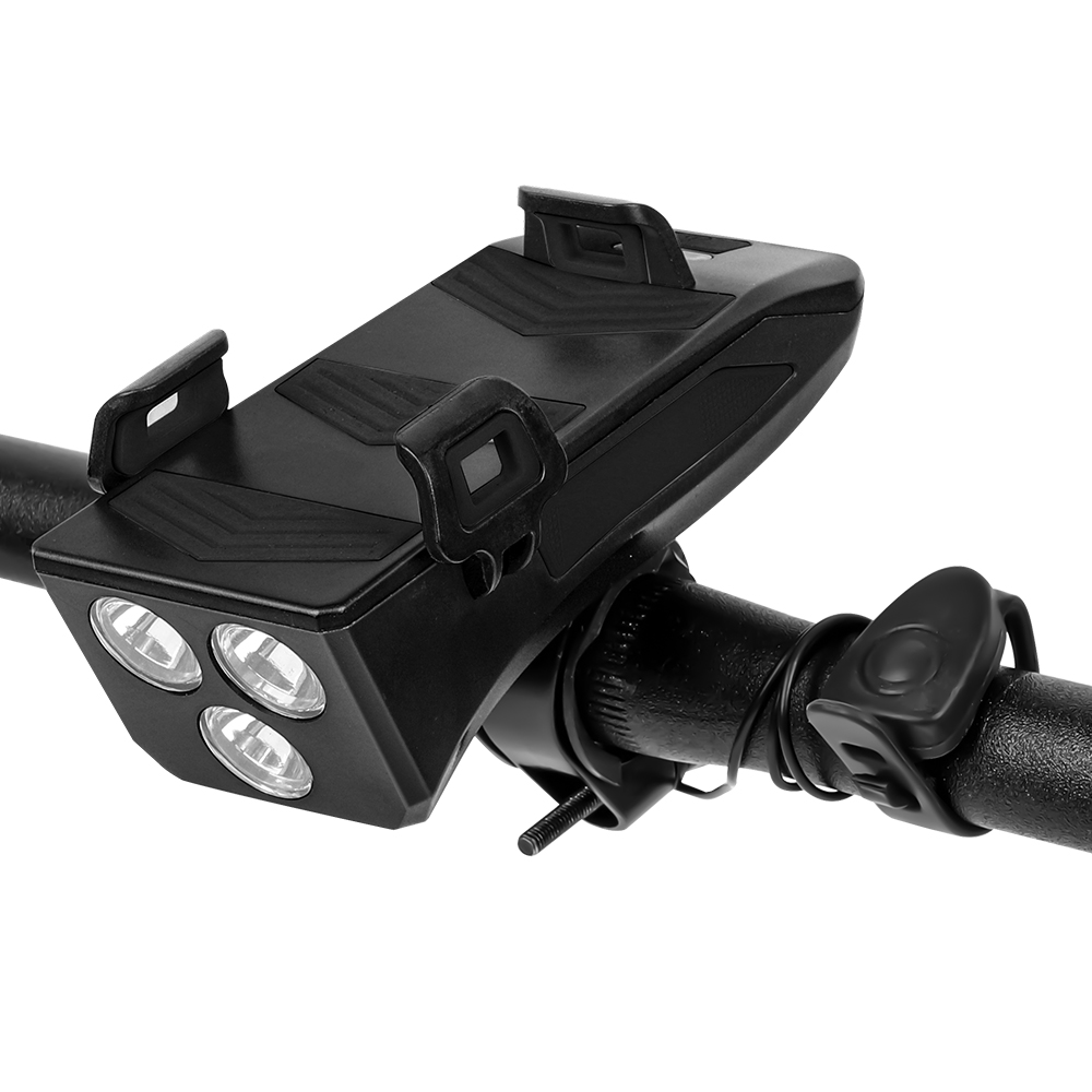 Đèn Xe Đạp 250 Lumens 4 Trong 1 Đa Chức Năng Có Còi Giá Đỡ Điện Thoại Pin Dự Phòng Xe Đạp