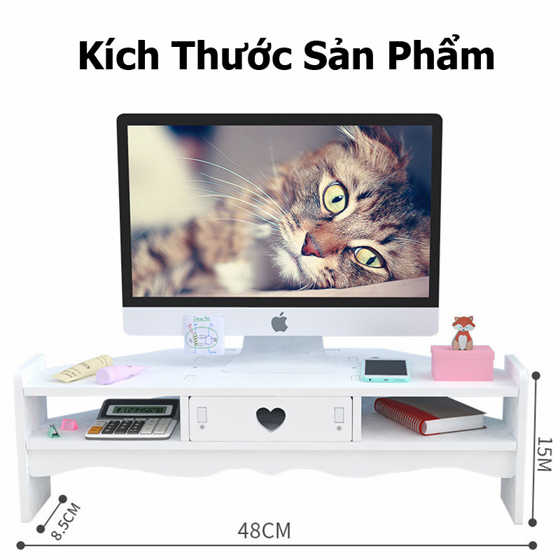 Kệ gỗ để màn hình máy tính có ngăn kéo tiện dụng HD00015