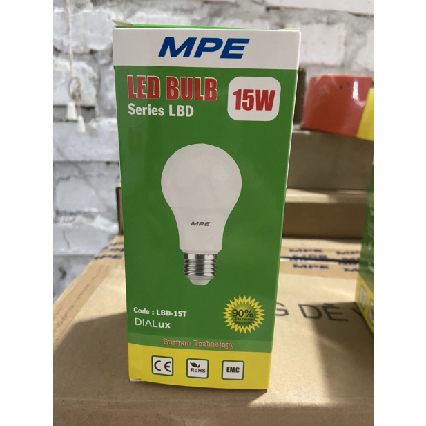 Bóng đèn led bulb MPE LBD-15 công suất 15W, ánh sáng trắng &amp; vàng - Hàng chính hãng