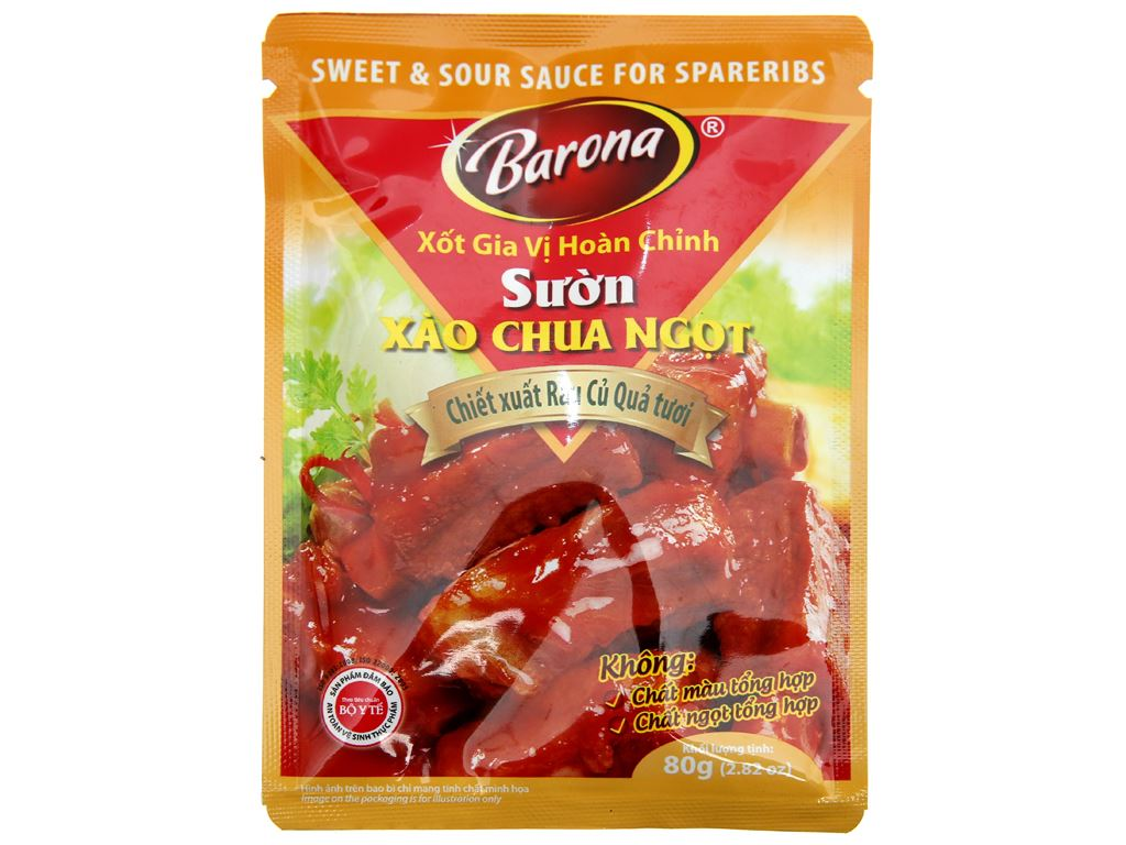 Gia vị Sườn sốt chua ngọt Barona gói 80g