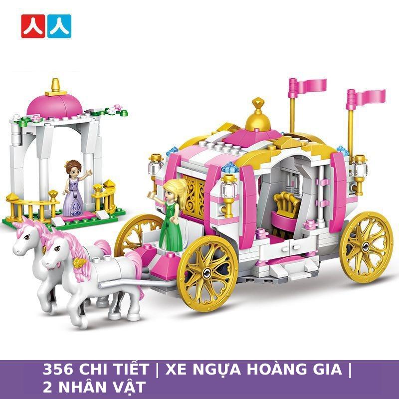 Đồ chơi Lắp ghép Lâu đài Công chúa Hồng trong mơ cho bé gái phát triển trí tuệ - 356 chi tiết - xe ngựa