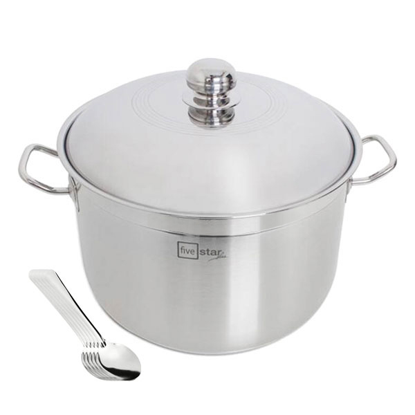 Nồi Inox 430 Bếp Từ 3 Đáy 36 cm Nắp Inox Fivestar -Tặng 5 Muỗng Ăn Inox Cao Cấp