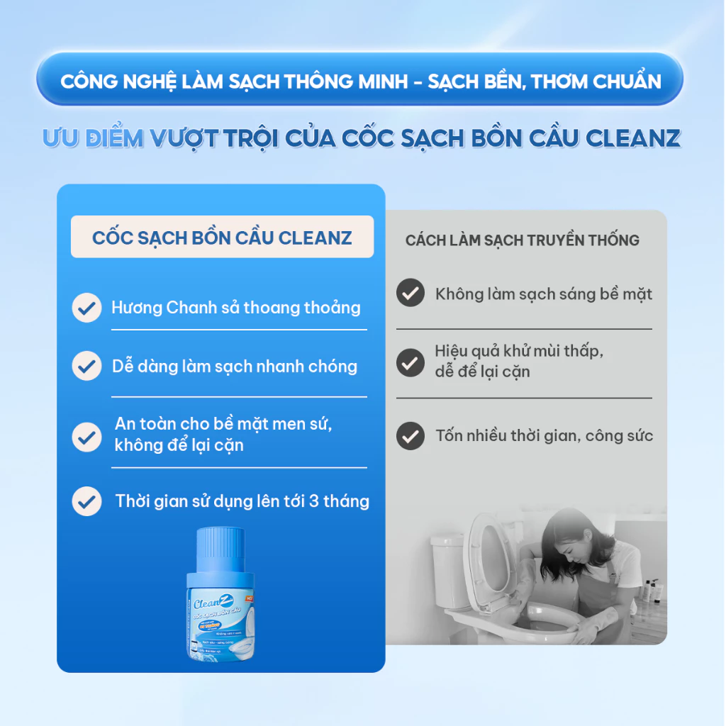 Cốc Sạch Bồn Cầu CleanZ Tẩy Sạch Mảng Bám Kháng Khuẩn Khử Mùi Hôi Dành Cho Nhà Vệ Sinh Thơm Mát