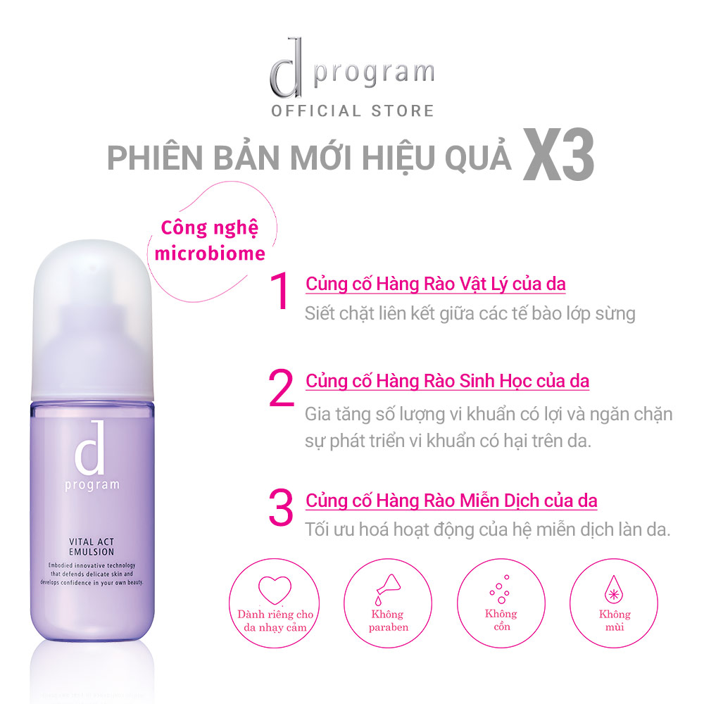 Sữa Dưỡng Ngăn Ngừa Lão Hóa Cho Cho Da Nhạy Cảm d program Vital Act Emulsion 100ml