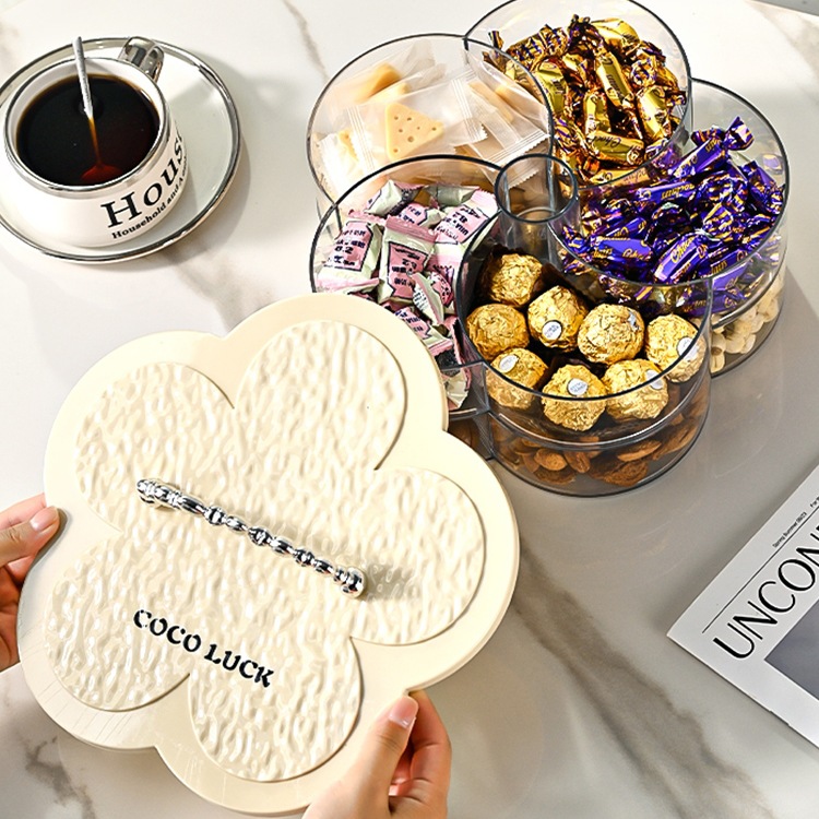 Khay Mứt Hoa 6 Cánh – Hộp Đựng Bánh Kẹo Tết Nhựa Meka Cứng, Nắp Hoa Văn Cao Cấp - HÀNG CHÍNH HÃNG MINIIN