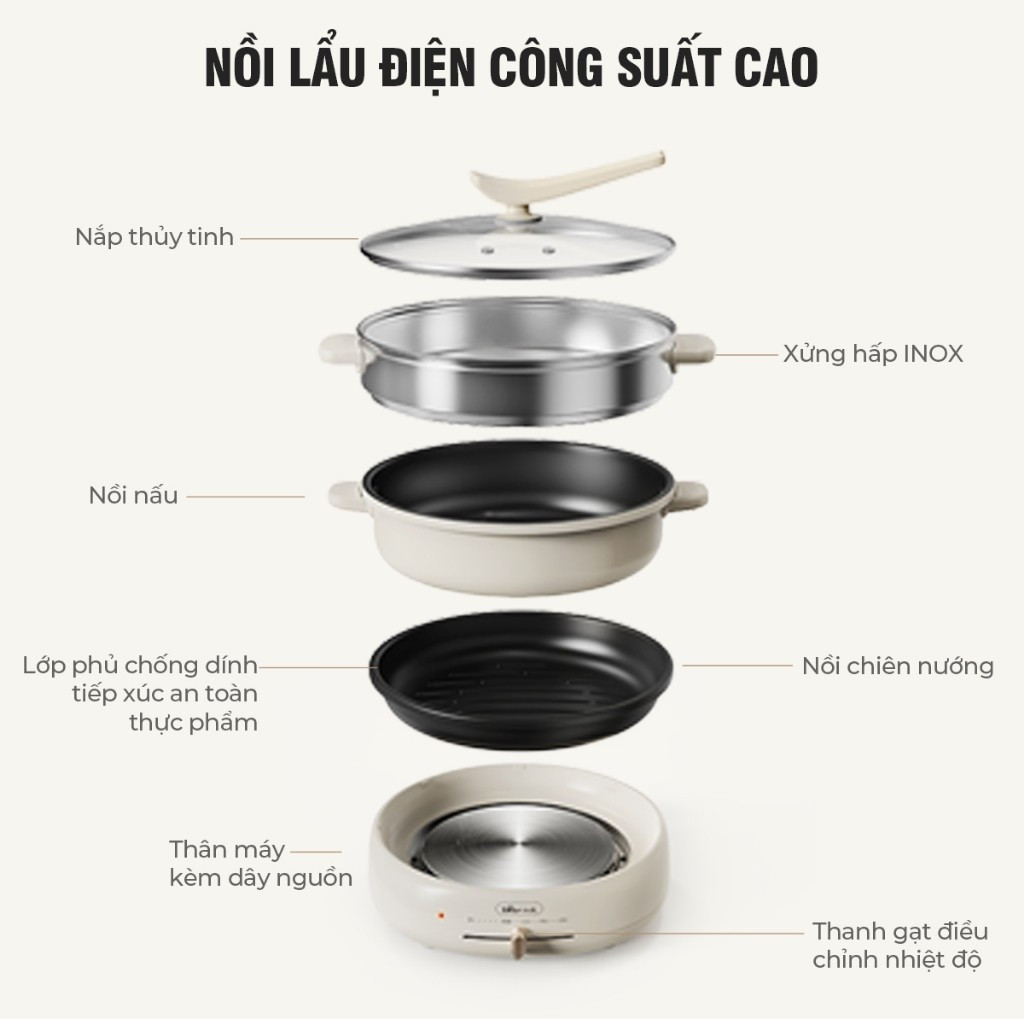 Nồi điện đa năng BEAR DHG-C40V2 (HP-4H40F) - Hàng chính hãng