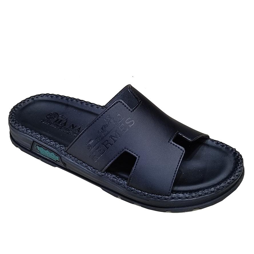 Dép Nam Da Bò HA NAM Đế Siêu Nhẹ Khâu Chỉ Toàn Bộ DNA22041 - Màu Đen