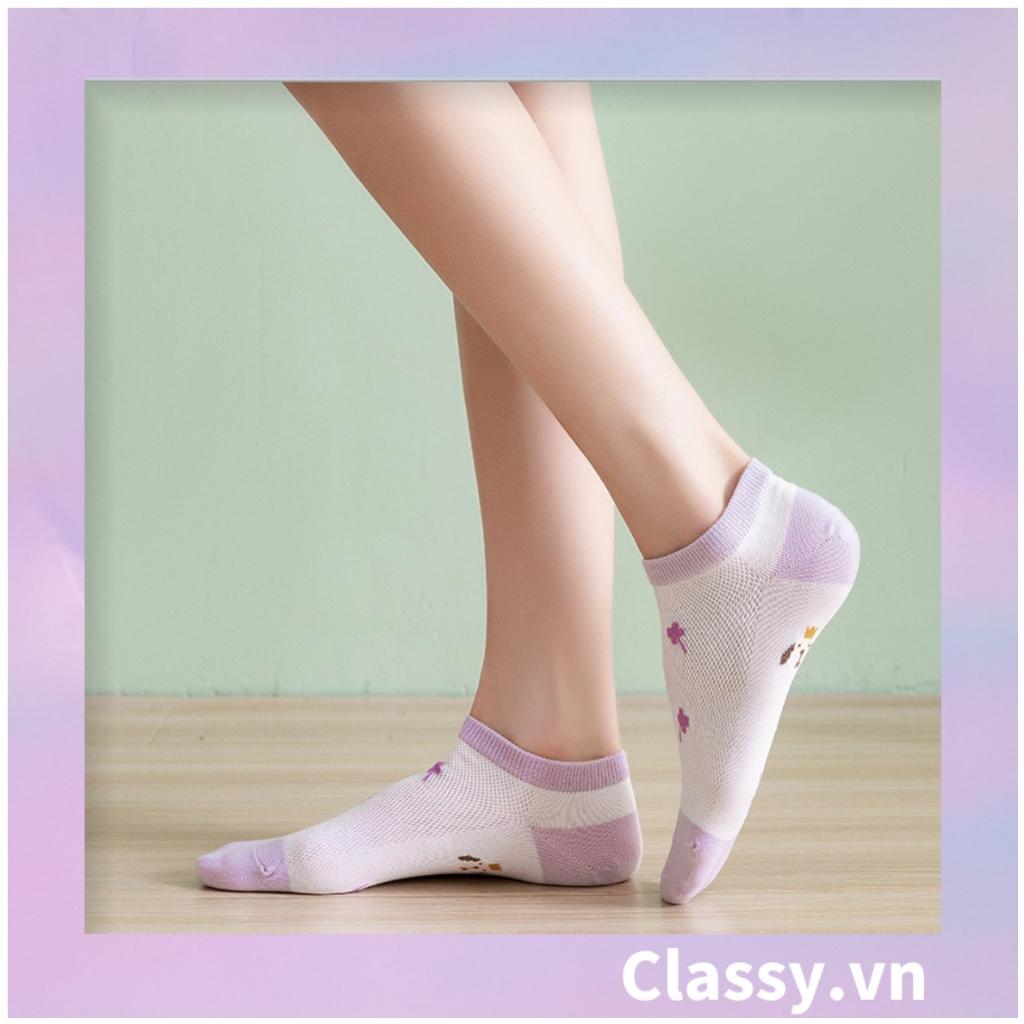 Tất cổ thấp, vớ cổ thấp Classy màu tím họa tiết ngẫu nhiên G1361