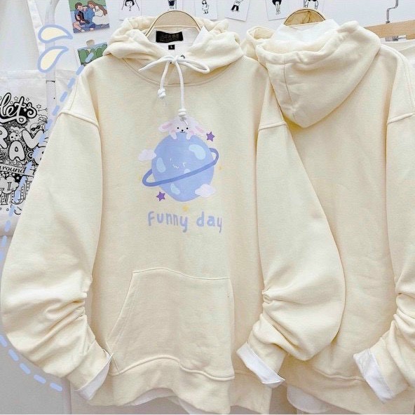 Áo khoác Hoodie Nỉ Lót Bông FUNNY Unisex, Áo khoác nỉ hoodie Funny unisex liền mũ, Áo hoodie cừu funny day , Áo hoodie nam nữ dáng tay phồng, form rộng in hình chú cừu xinh xắn, Hoodie cừu Dáng tay bồng mặc lên xinh xĩu, Áo hoodie cừu