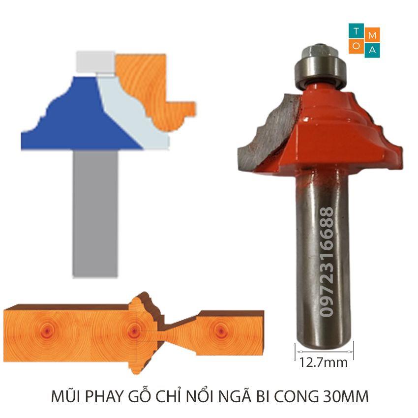 BỘ 2 MŨI PHAY GỖ - MŨI SOI GỖ ĐÁNH CHỈ NỔI NGÃ 30M CỐT 12.7MM