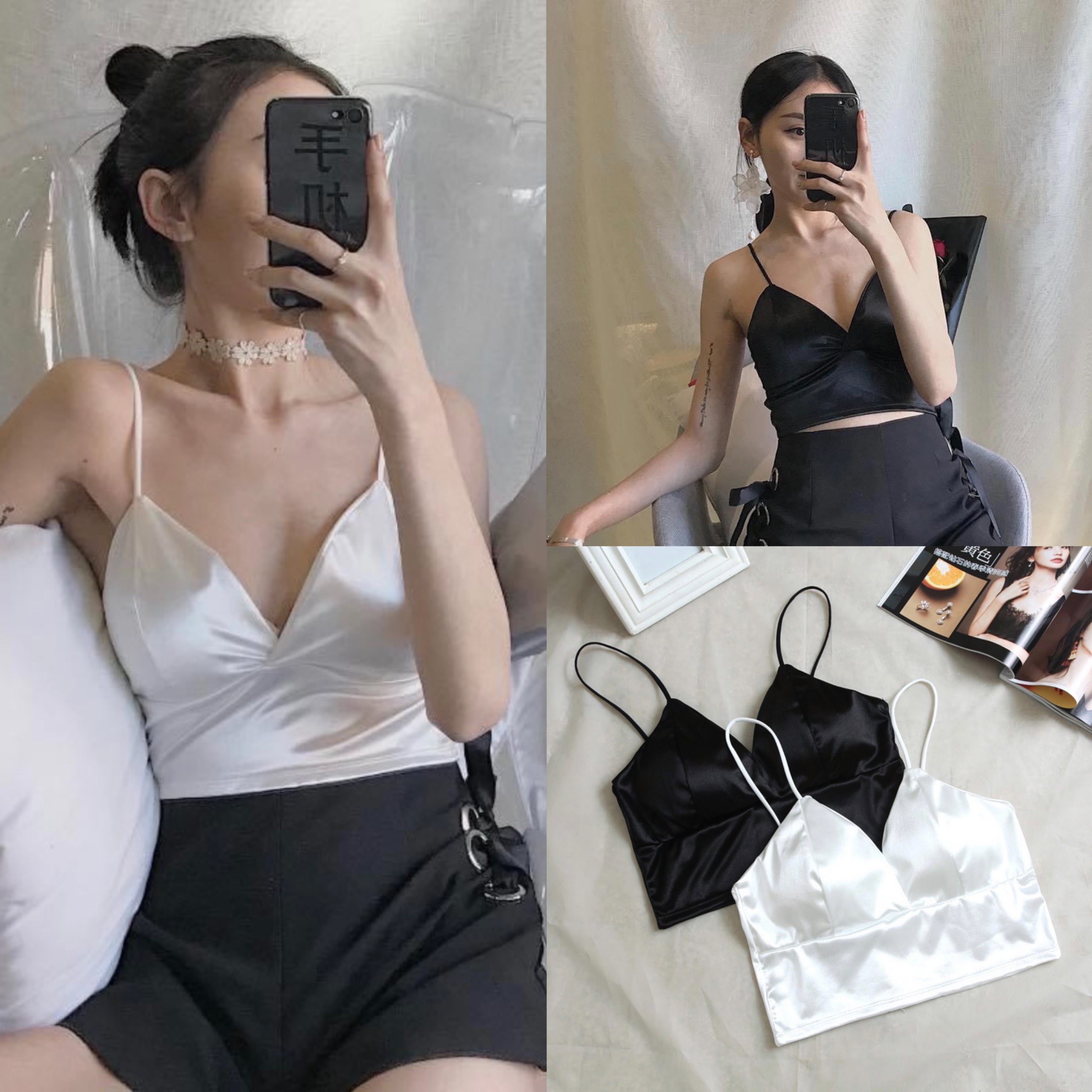 Áo Lót Bralette Satin Dáng Dài