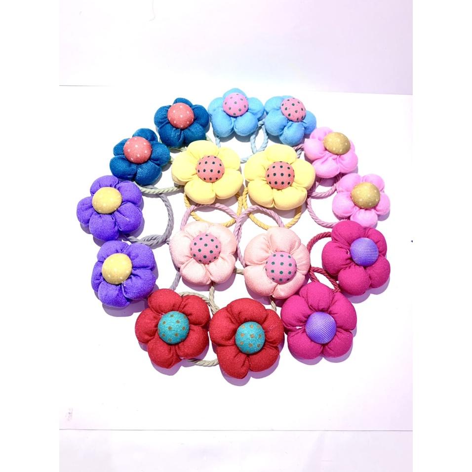 SET2 - DÂY BUỘC TÓC HÌNH HOA 3D BỌC VẢI XỊN XÒ - NUNAM SHOP