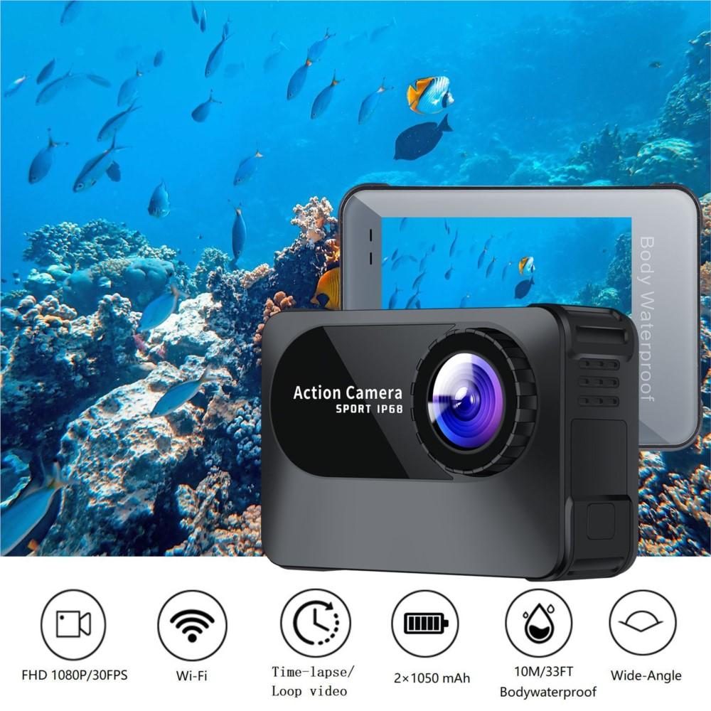 Camera hành động 4K Ultra HD WiFi Màn hình 2.0 inch Thân máy dưới nước 10M 150° Cam chống nước Mũ bảo hiểm thể thao Vedio 8MP Selfie DV