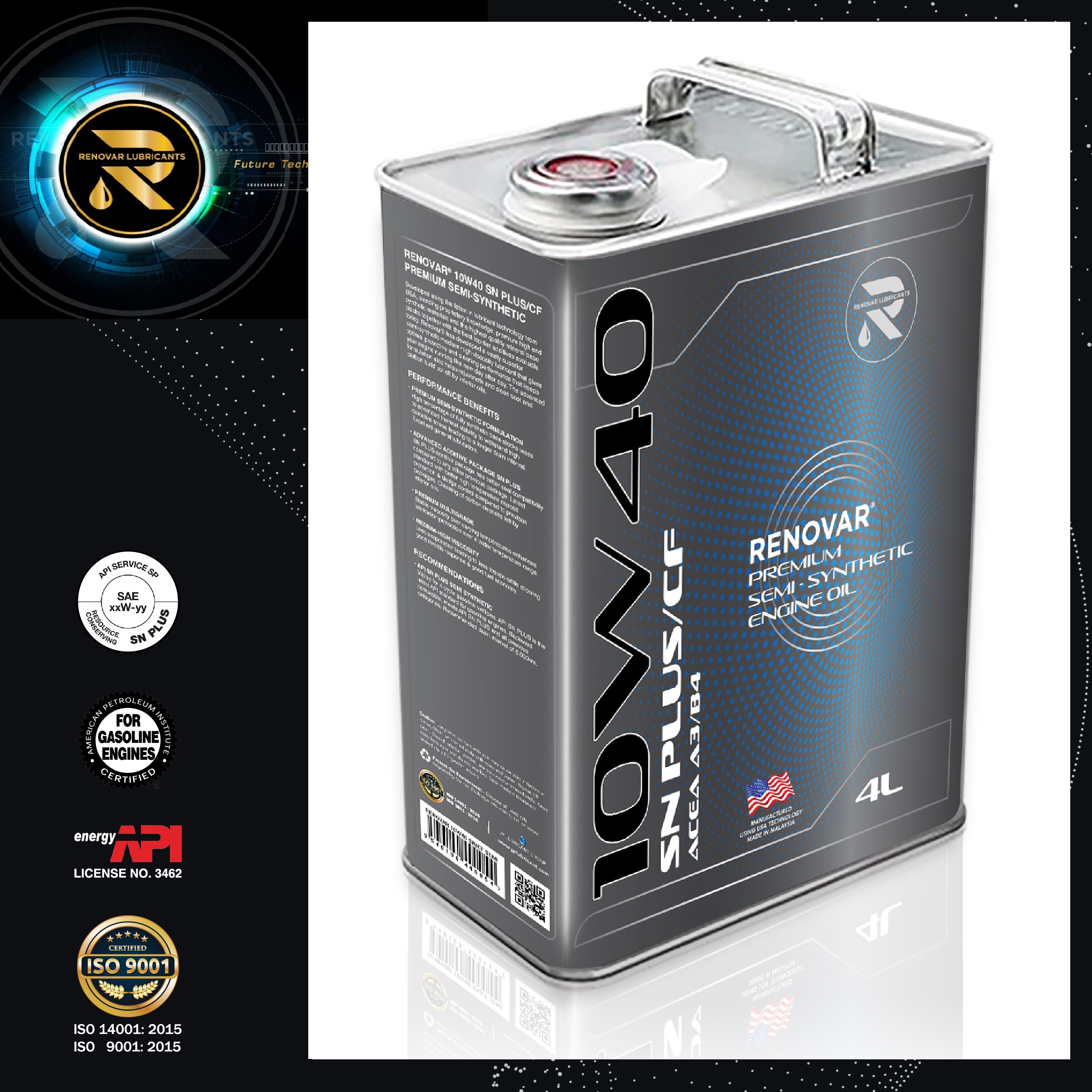 Dầu nhờn động cơ Renovar 10W40 SN Plus/CF