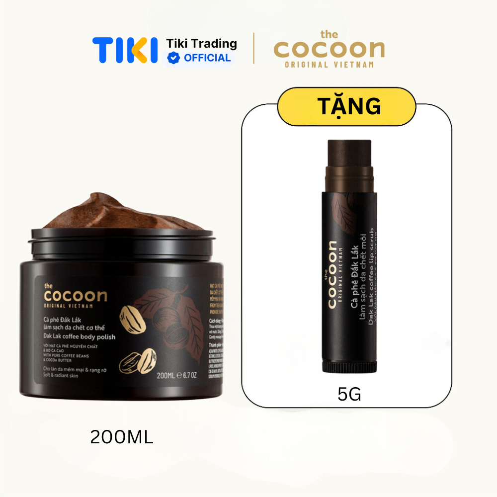 Tẩy da chết cơ thể cà phê Dăk Lăk  Cocoon - Hũ 200ml