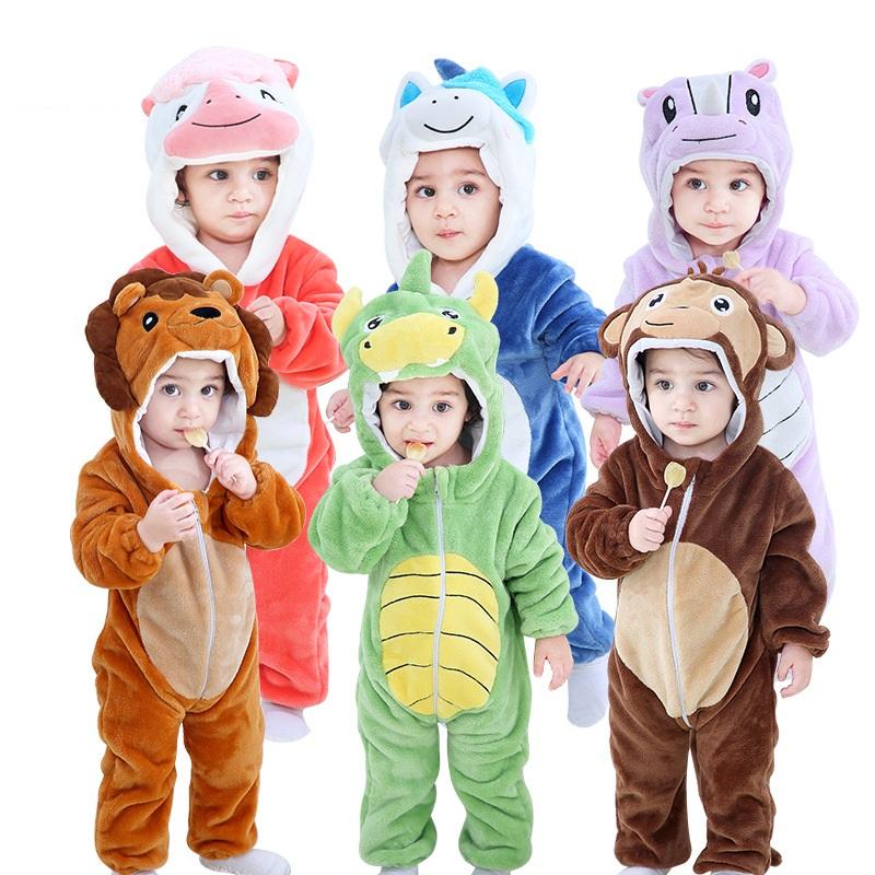 Trẻ Sơ Sinh Bé Gái Quần Áo Hoạt Hình Liền Quần Onesie Dép Nỉ Cho Bé Gấu Trúc Thỏ Trang Phục Động Vật Bé Sơ Sinh Rompers Jumpsuit Kigurumi