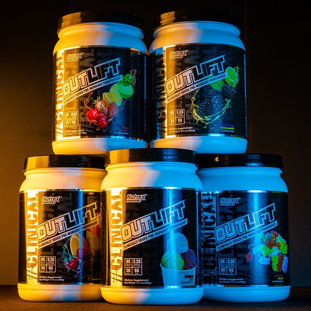 Combo Outlift Pre-Workout của Nutrex (Vị Fruit Punch) - Tăng Sức Mạnh, Hỗ Trợ Tập Luyện Bền Bỉ, 20 Lần Dùng - Kèm Găng Tay (Màu ngẫu nhiên)