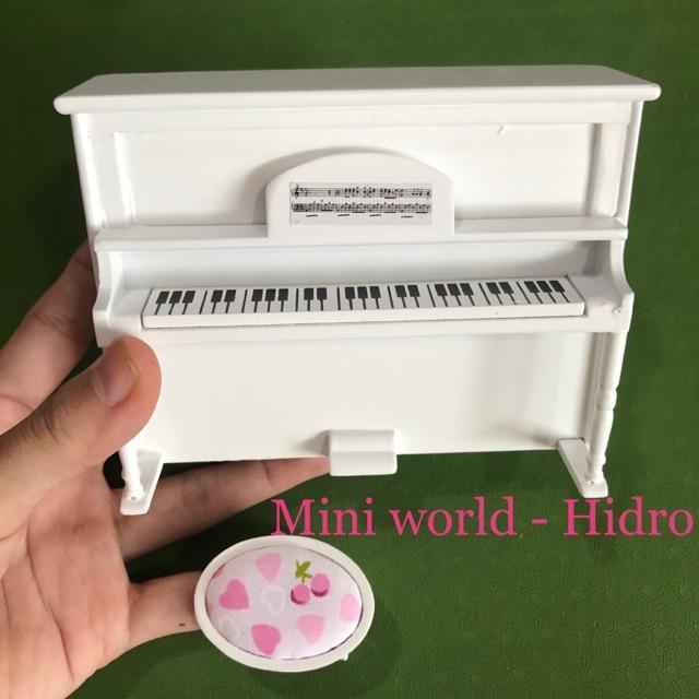 Mô hình đàn piano mini bằng gỗ trang trí nhà búp bê.