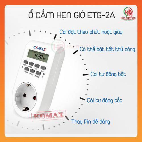 Ổ cắm hẹn giờ bật tắt thông minh Komax ETG-2A hẹn giờ bặt tắt theo chu kỳ 7 ngày