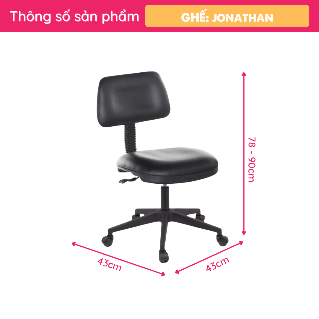 Ghế xoay nhân viên bọc da SMLIFE Jonathan