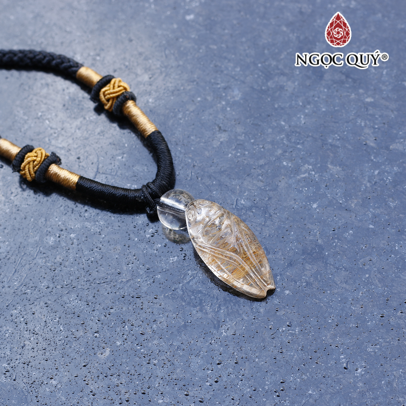 Mặt dây chuyền con ve ngọc thiền thạch anh tóc đỏ cam mệnh hỏa, thổ - Ngọc Quý Gemstones