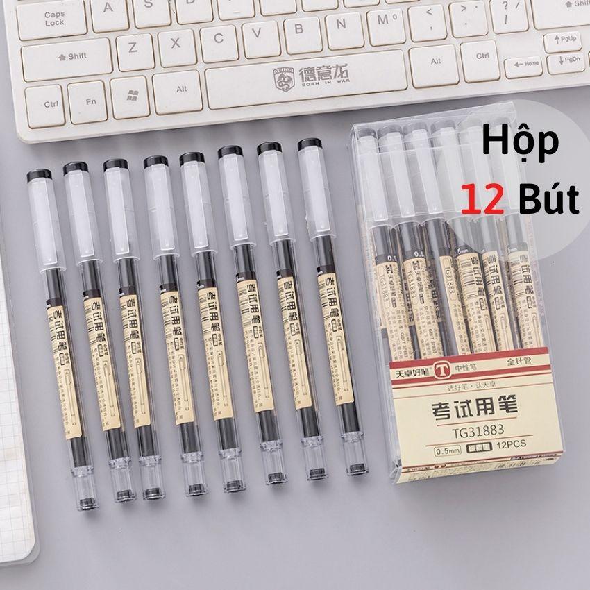 Bút gel đen xanh đỏ viết đều mực văn phòng phẩm hộp 12 bút