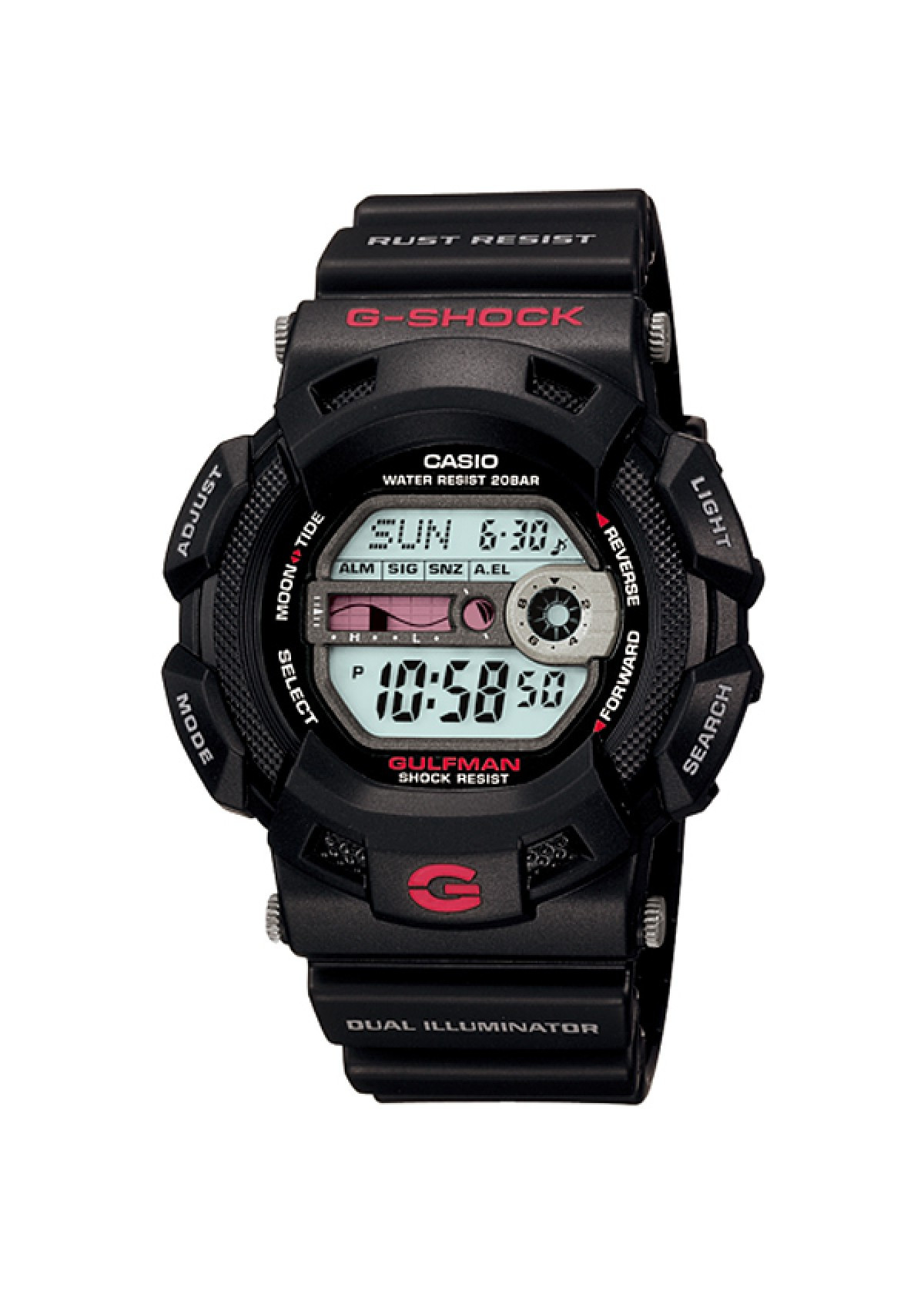 ĐỒNG HỒ NAM CASIO G-SHOCK G-9100-1DR RUST RESIST - Chống nước 200 mét