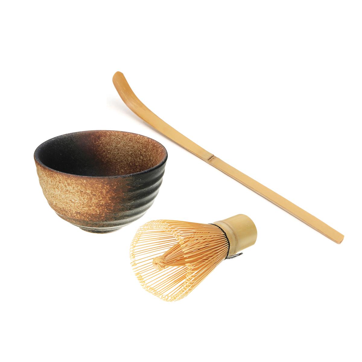 Retro 3in1 Bamboo Chasen Matcha Whisk Chashaku Trà Scoop Matcha Bát Gốm Trà Bát Nhà Bếp Trà Công Cụ Thiết Lập Trà phụ kiện