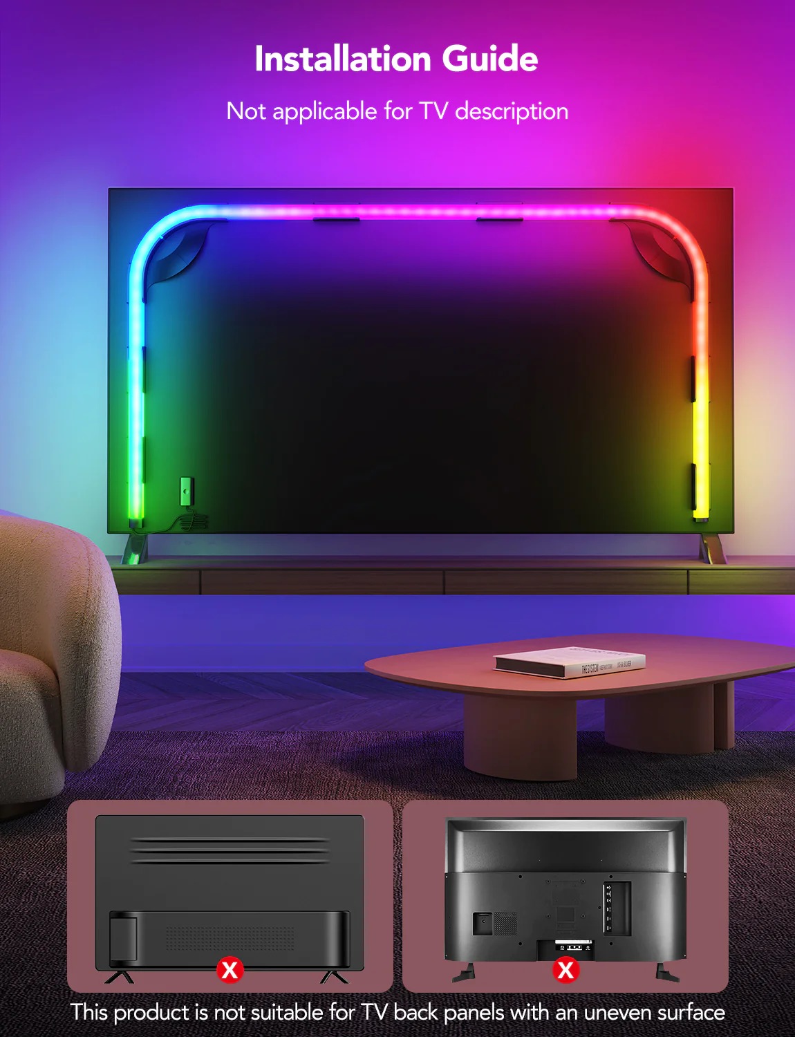 Dây đèn LED RGB Govee RGBIC Neon TV Backlight H61B2 | Công nghệ ánh sáng RGBIC 16 triệu màu | Đèn nền hiện đại cho TV