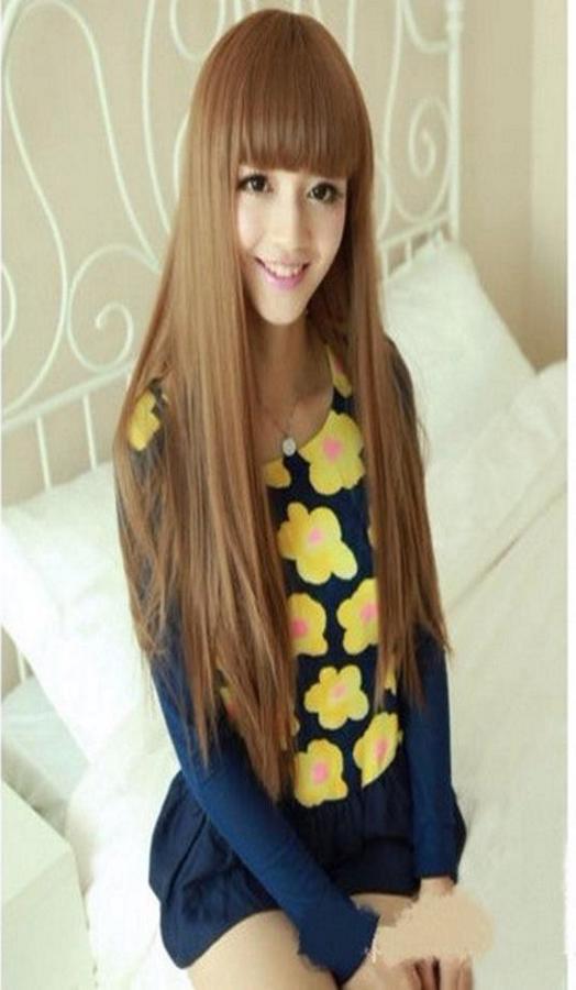 Tóc giả nữ thẳng dài nâu vàng - TG11