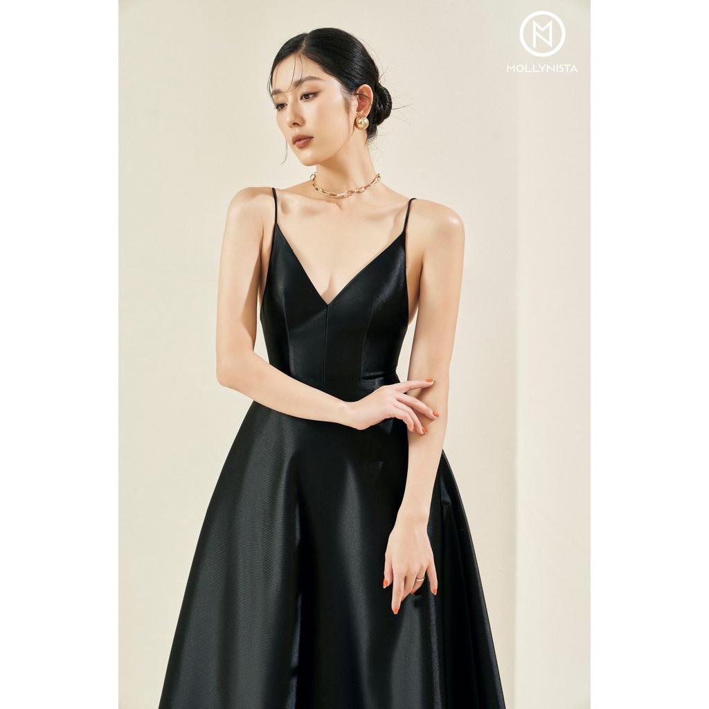 MOLLYNISTA - Đầm Marita 2 dây taffeta nhung cao cấp quyến rũ nữ tính thiết kế cao cấp tôn dáng đi chơi đi tiệc