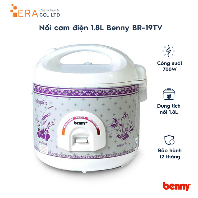 Nồi Cơm Điện Nắp Gài Benny BR-19TV (700w) - Hàng chính hãng