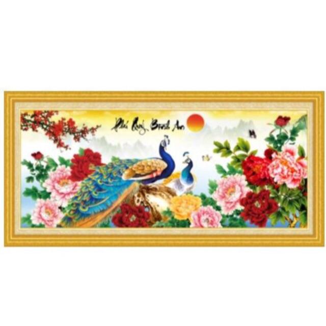 Tranh đá Phú Quý Bình An .Kích thước: 115x52 cm./ tranh thêu chữ thập kt 89x42 cm