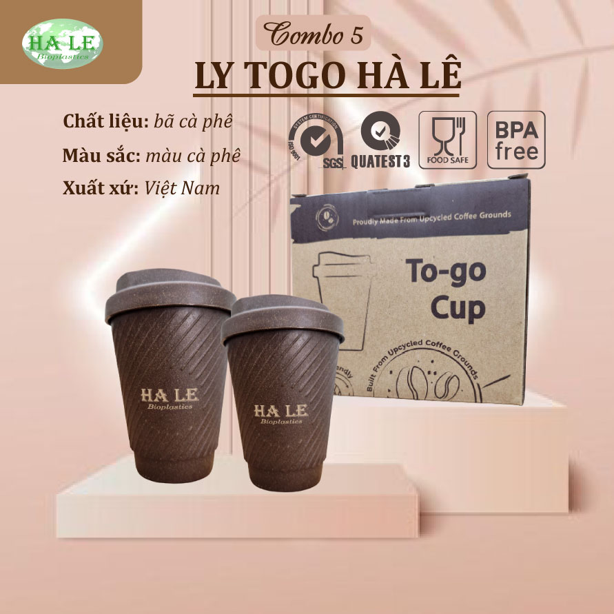 Combo 5: 2 Ly Togo Hà Lê từ bã cà phê
