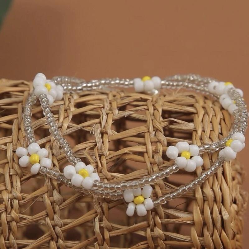 N72 Vòng tay, handmade hoa cúc trắng đục Daisy phong cách Hàn Quốc xinh xắn
