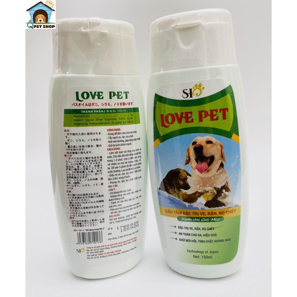 Sữa tắm diệt ve rận chó mèo SH LovePet - SỮA TẮM LOVE PET (Diệt VE, RẬN, BỌ CHÉT) – 150ML