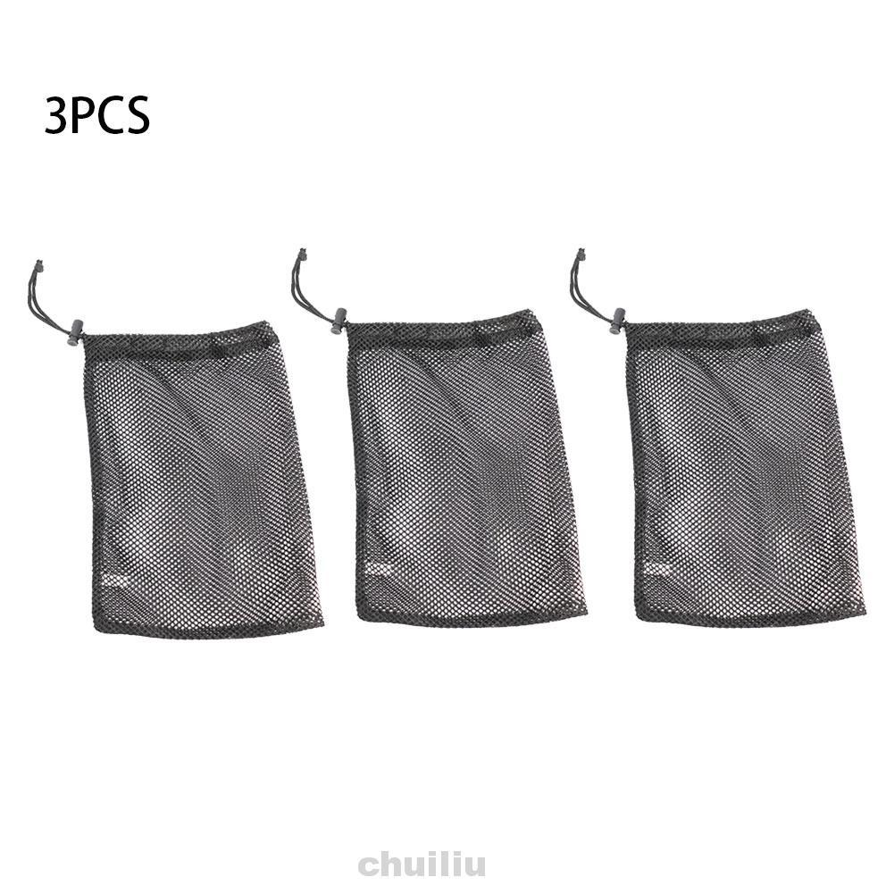 Set 3 túi lưới đựng bóng golf màu đen sức chứa lớn có dây rút