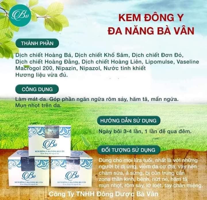 Kem bôi Đa Năng bà Vân, Giải Quyết Các Vấn Đề Về Ngoài Da - Sản phẩm của đông dược Bà Vân, Date mới nhất