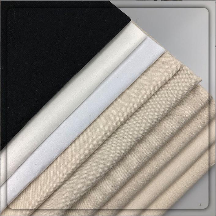Vải Canvas 100% COTTON CANVAS FABRIC 225GSM thô cotton màu be trắng đen tái sử dụng không thấm nước