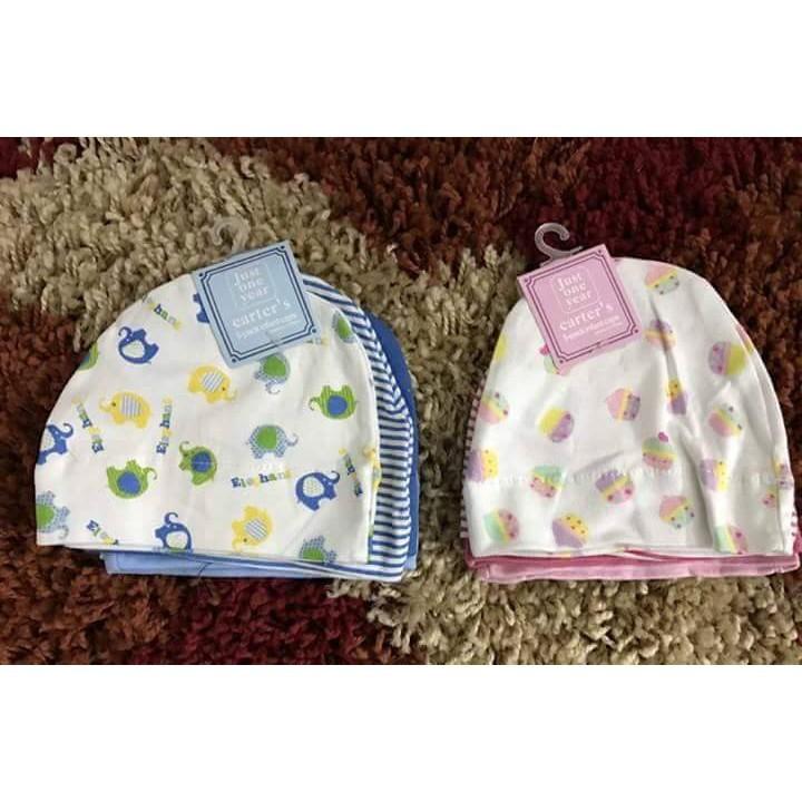 Set 5 mũ sơ sinh vải cotton mềm min cho bé