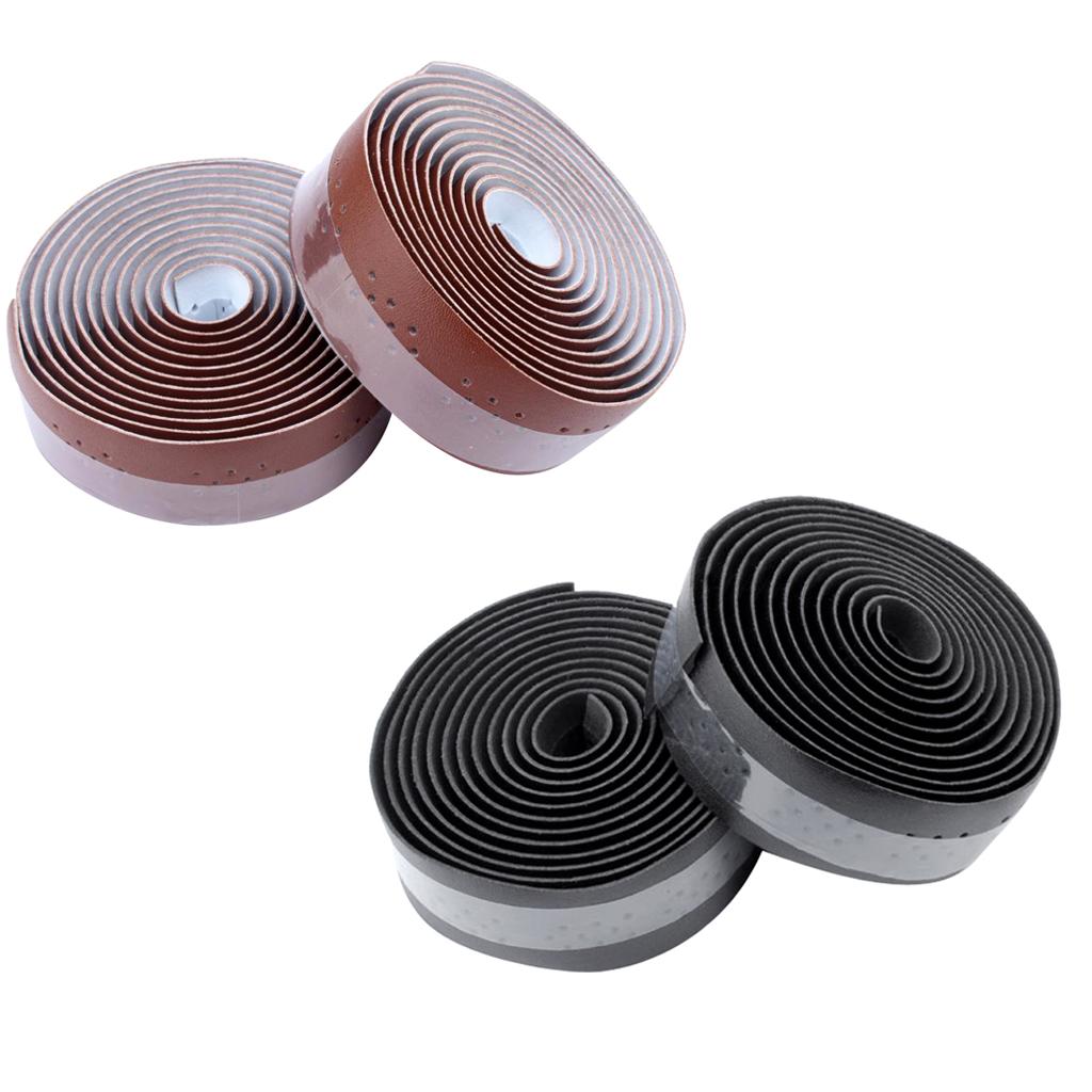 2 Chiếc Xe đạp Tay Cầm Băng PU Da Tay Cầm Dây đeo Thoáng Khí 1.9m