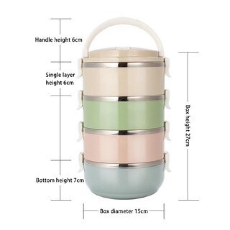 Hộp Cơm Giữ Nhiệt Lúa Mạch 4 Tầng 2,8L, Ruột Inox Bảo Quản Tối Đa
