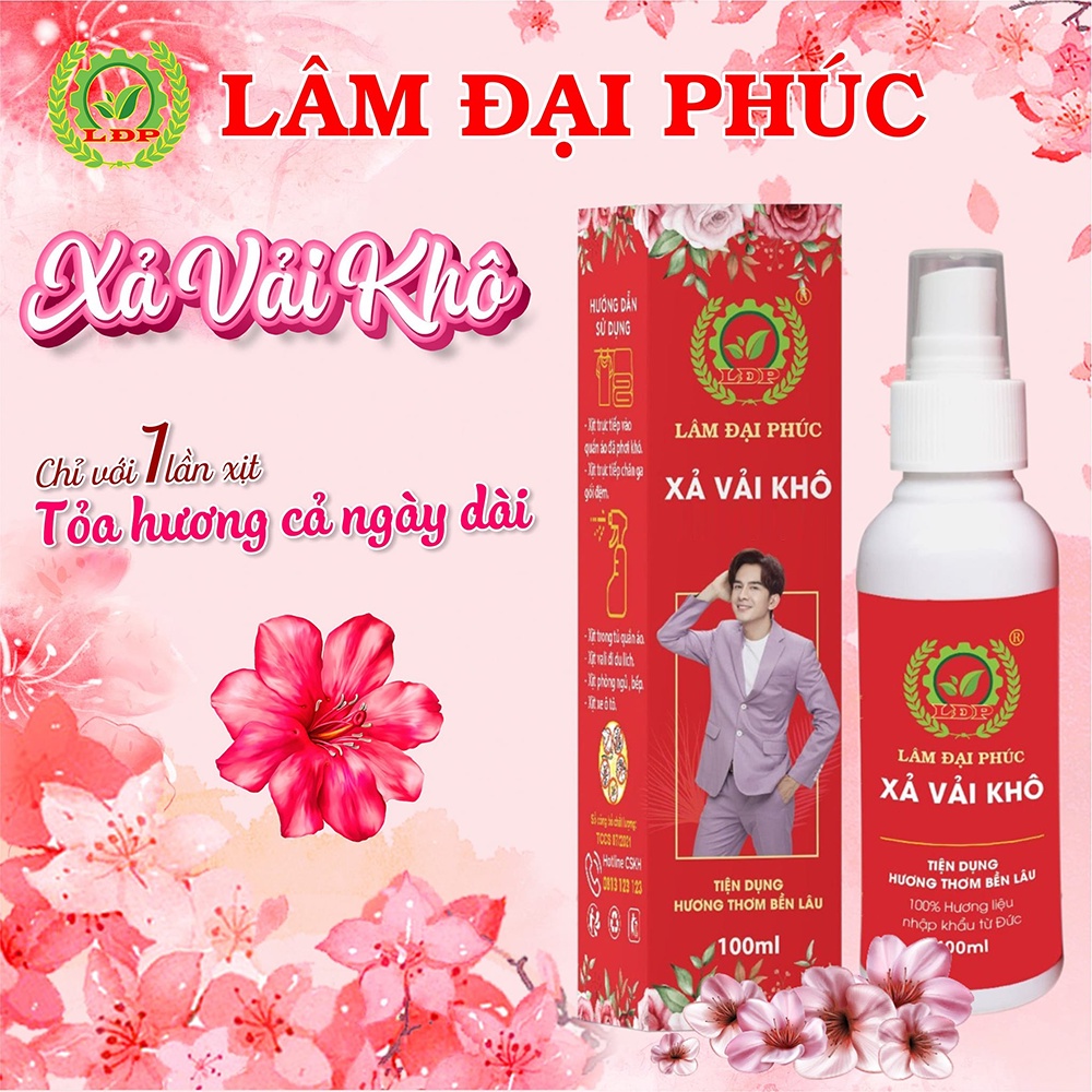 Xả vải khô xịt thơm quần áo Lâm Đại Phúc hương nước hoa Luxury siêu thơm bám vải lâu hơn 48h