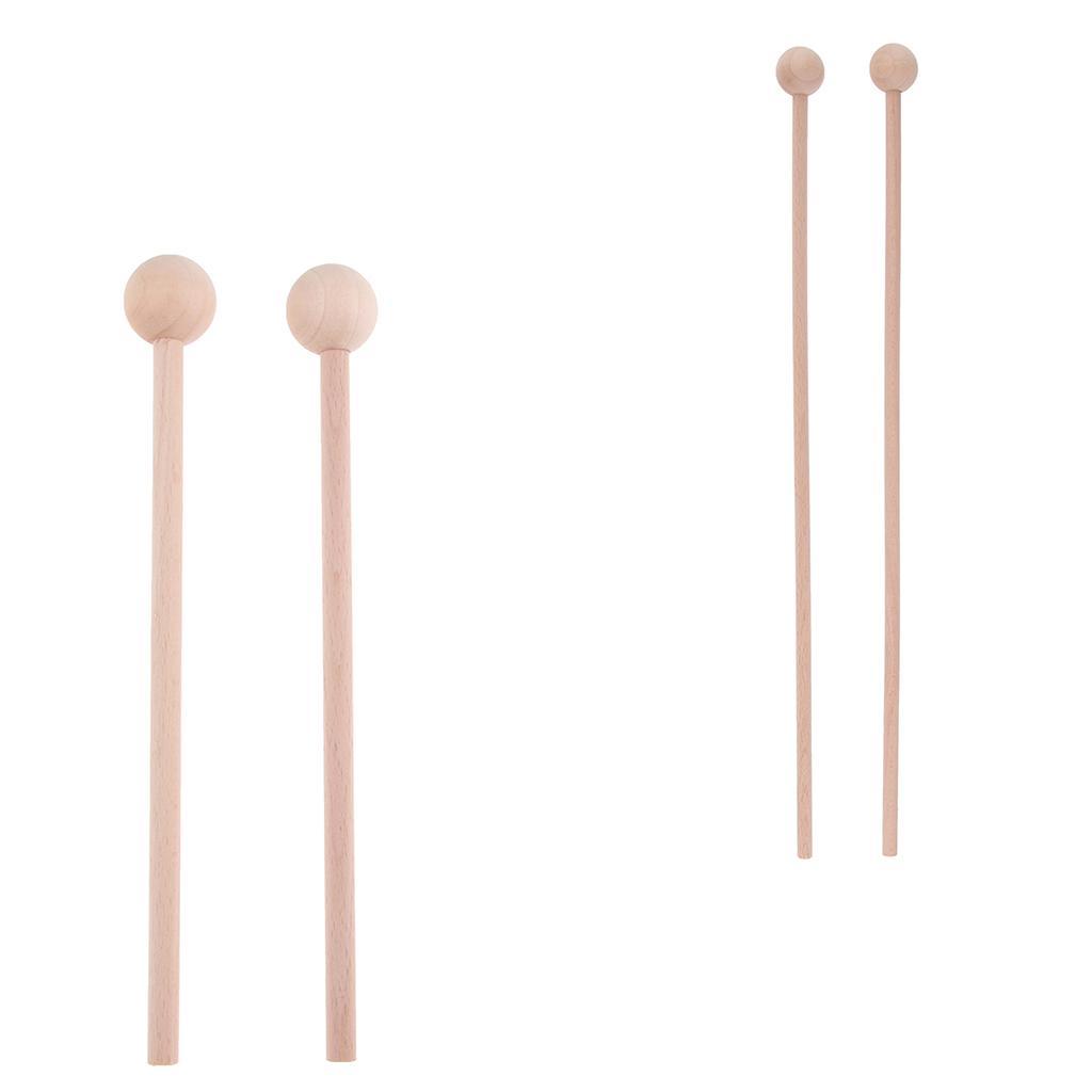 2 Pair Wooden Burr-free Mallets Percussion Musical Instruments Chime Bell