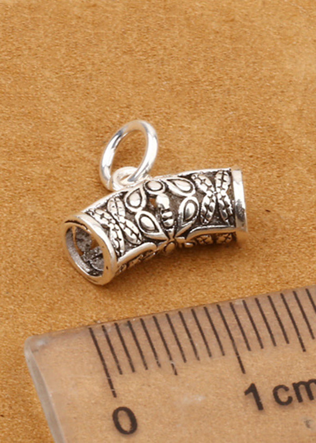 Combo 2 cái charm bạc hình trụ xỏ ngang để gắn charm treo - Ngọc Quý Gemstones